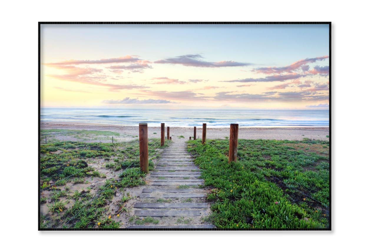 Pretty Sunrise and Narrow Path Leading Down to A Glorious Beach Home Decor Premium Quality Poster Print Choose Your Sizes