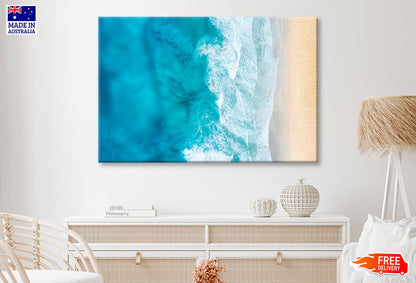 Beach And Waves from Top View Wall Art Decor 100% Australian Made