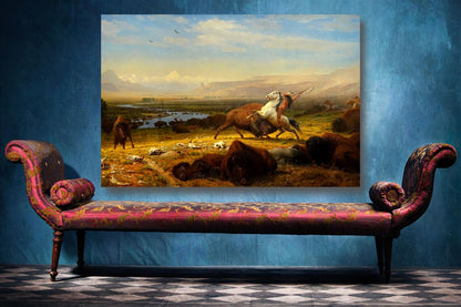 Albert Bierstadt, The Last Of The Buffalo UV Direct Aluminum Print Australian Made Quality