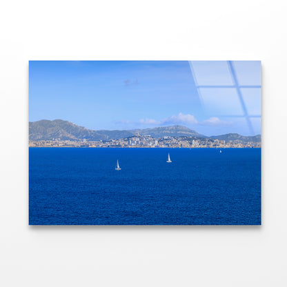 Yacht In Blue Ocean Marseille Acrylic Glass Print Tempered Glass Wall Art 100% Made in Australia Ready to Hang