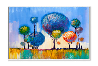 Colorful Trees Oil Painting Limited Edition High Quality Print Canvas Box Framed White