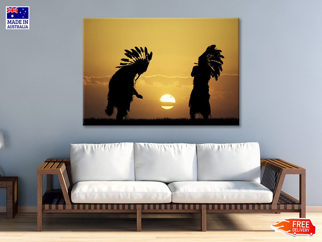 Native American Tribe with Sunset Print 100% Australian Made