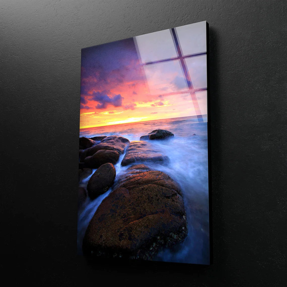 Sea With Rocks Sunset UV Direct Aluminum Print Australian Made Quality