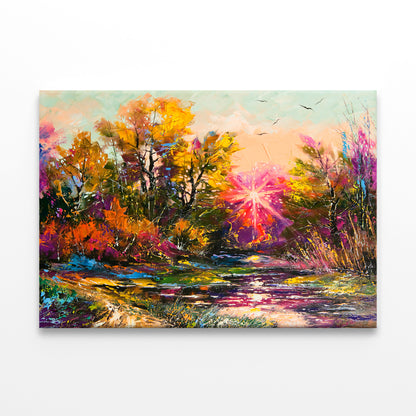 Oil Painting Autumn Decline  Wall Art Decor 100% Australian Made