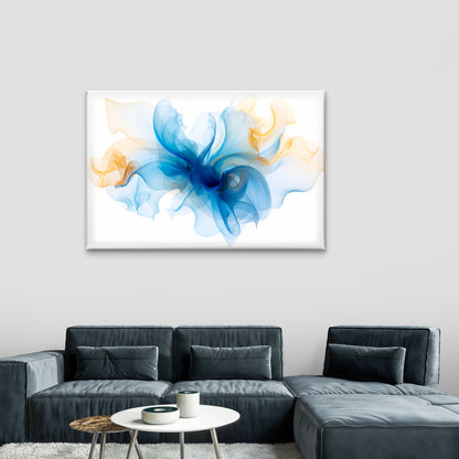 Blue Gold Abstract Smoke Wall Art Decor 100% Australian Made - Bella Home Decor