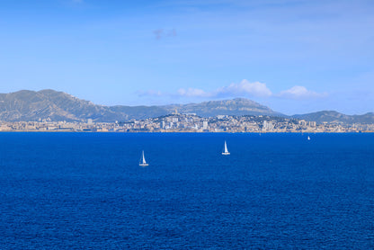 Yacht In Blue Ocean Marseille Home Decor Premium Quality Poster Print Choose Your Sizes