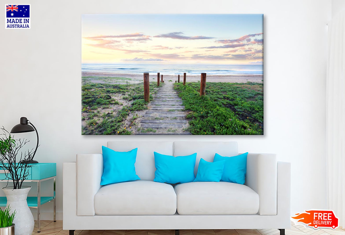 Pretty Sunrise and Narrow Path Leading Down to A Glorious Beach Wall Art Decor 100% Australian Made