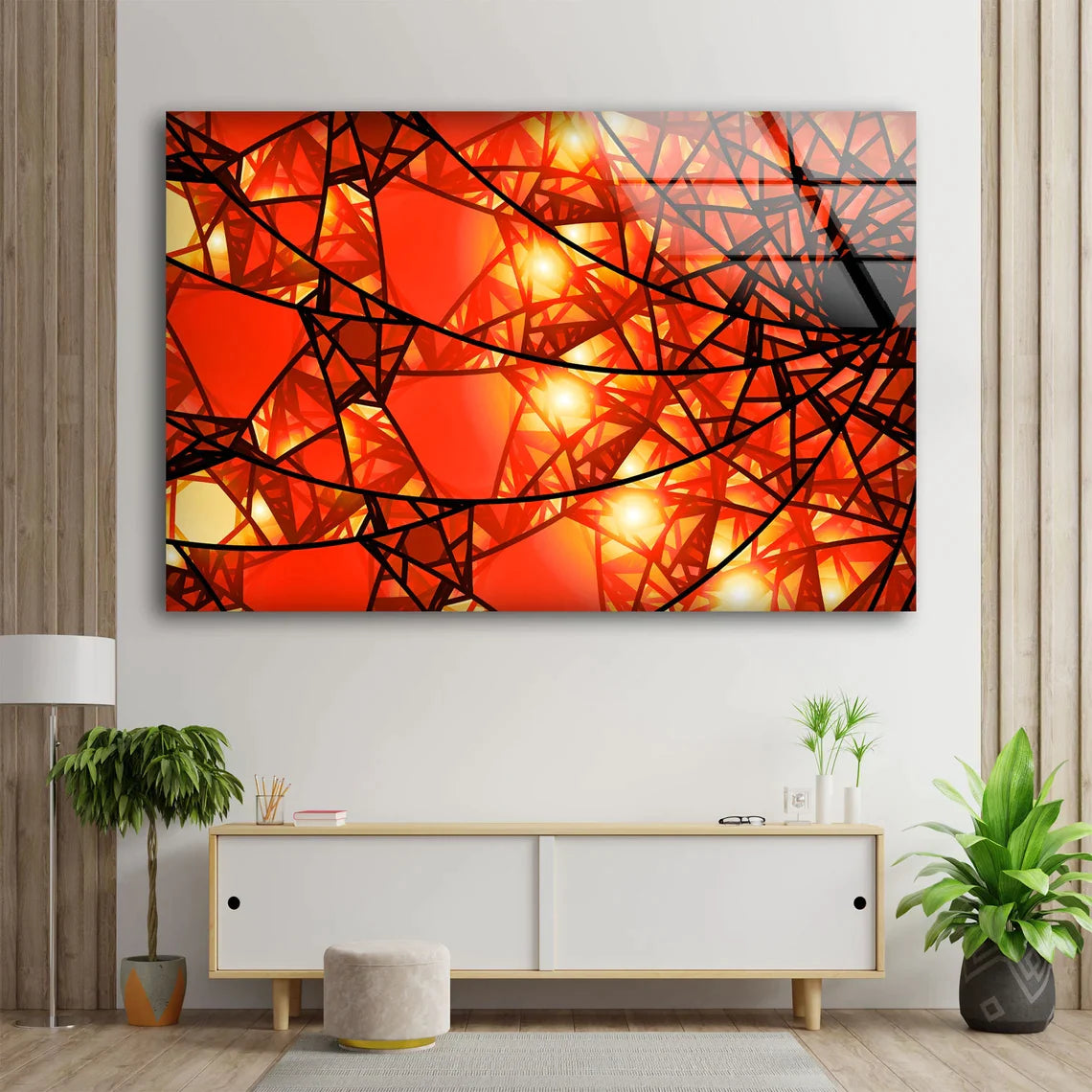 Red & Orange Abstract UV Direct Aluminum Print Australian Made Quality