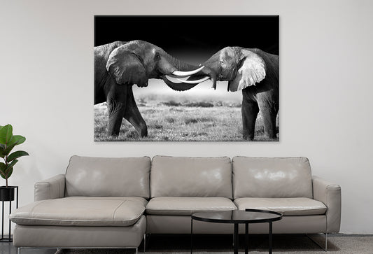 Elephants Touching Trunks Kenya Wall Art Decor 100% Australian Made