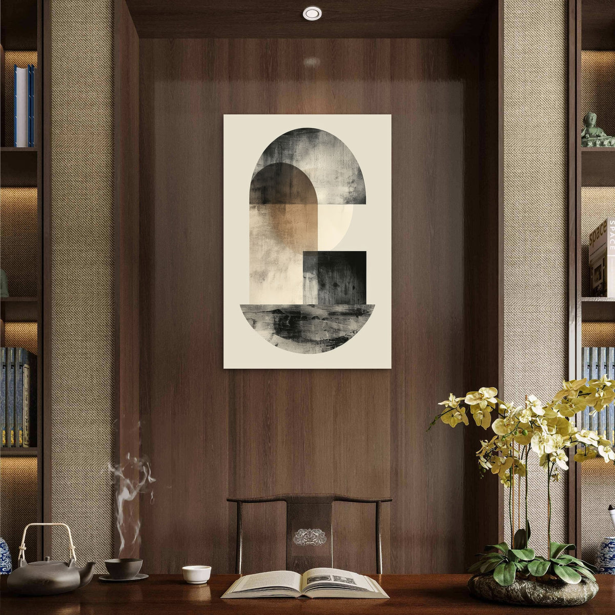 Neutral Stone Geometric Shapes 60x90cm Metal Print Ready to Hang