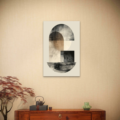 Neutral Stone Geometric Shapes 60x90cm Metal Print Ready to Hang