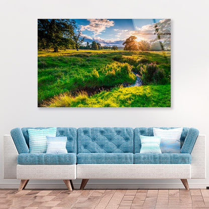 River Aln under Golden Light Acrylic Glass Print Tempered Glass Wall Art 100% Made in Australia Ready to Hang