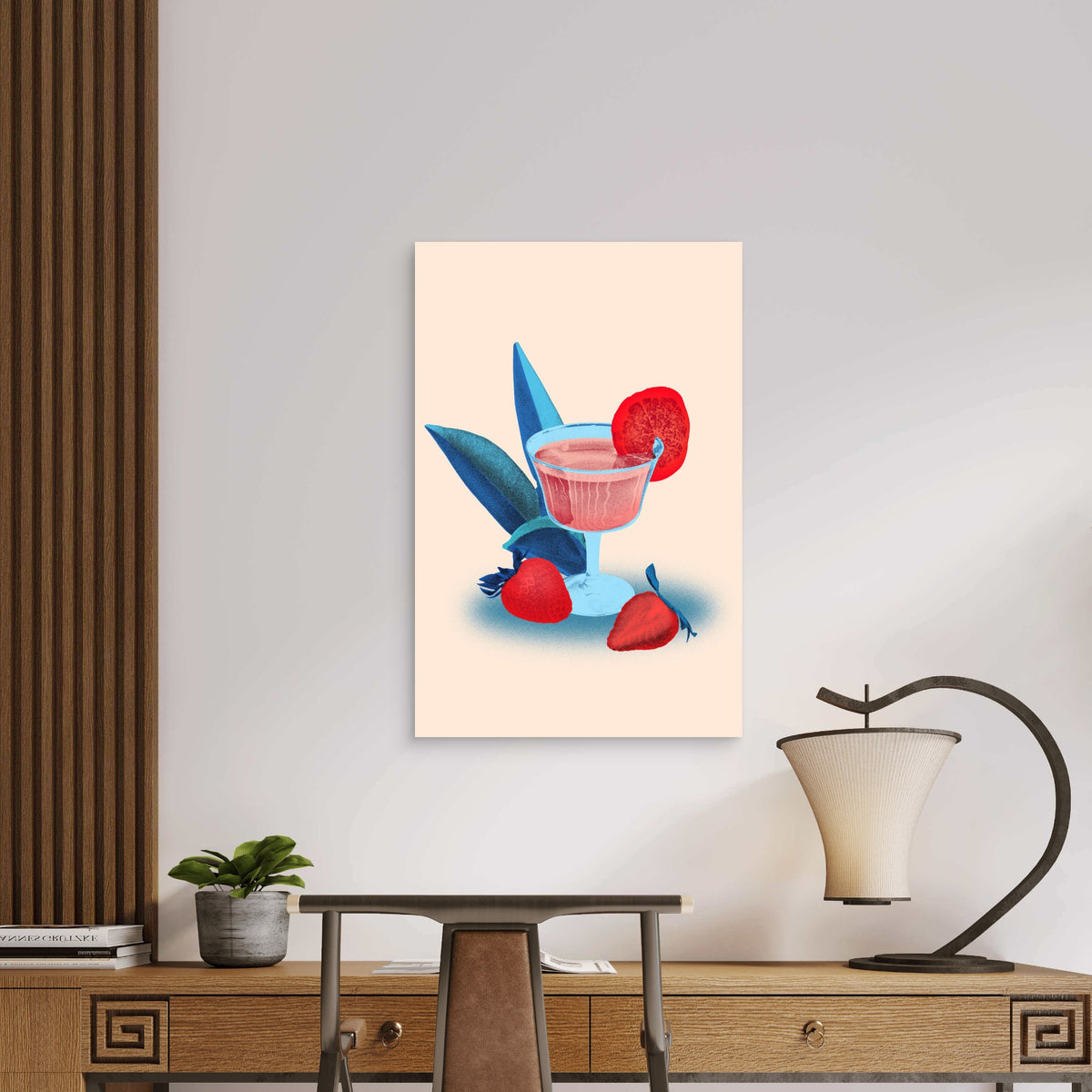 Strawberry Cocktail Drink 60x90cm Metal Print Ready to Hang