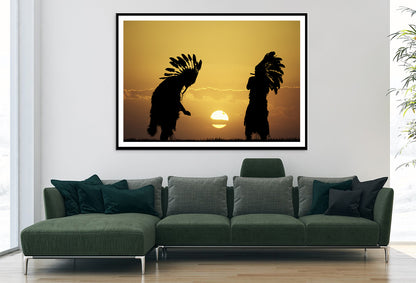 Native American Tribe with Sunset Home Decor Premium Quality Poster Print Choose Your Sizes