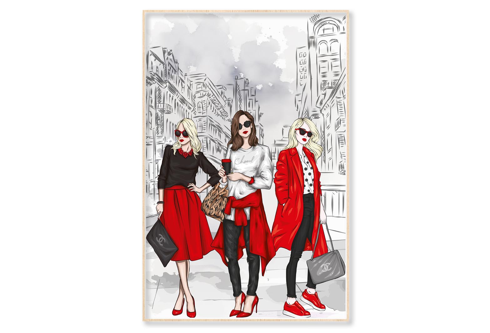 Stylish Women with Fashion Store Wall Art Limited Edition High Quality Print Canvas Box Framed Natural