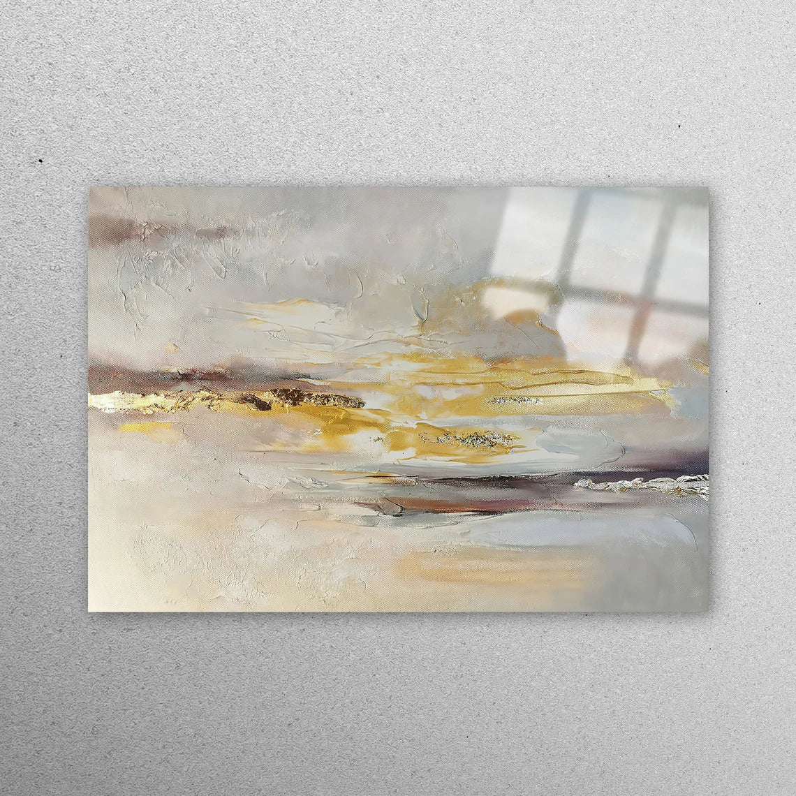 Gray And Gold Painting Acrylic Glass Print Tempered Glass Wall Art 100% Made in Australia Ready to Hang