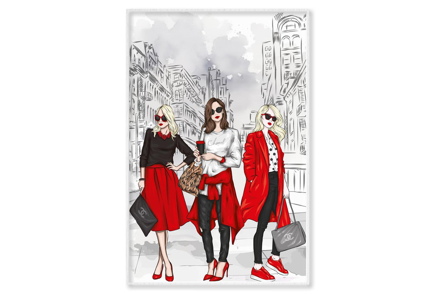 Stylish Women with Fashion Store Wall Art Limited Edition High Quality Print Canvas Box Framed White