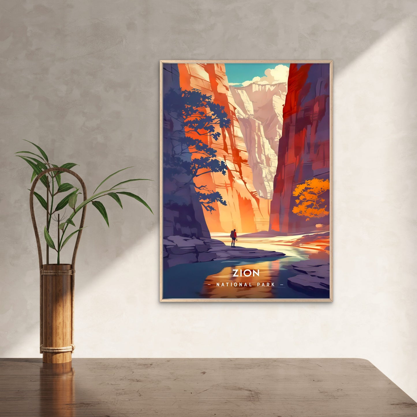 Zion National Park Minimalist Utah Red & Orange Canyon Travel Poster Print Wall Art