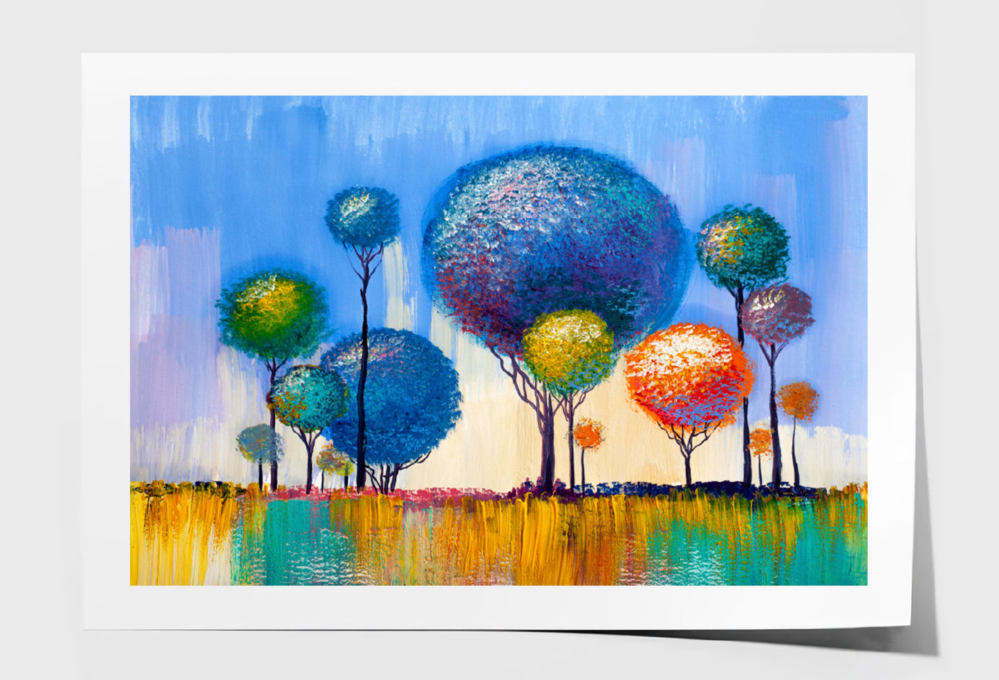 Colorful Trees Oil Painting Limited Edition High Quality Print Unframed Roll Canvas None