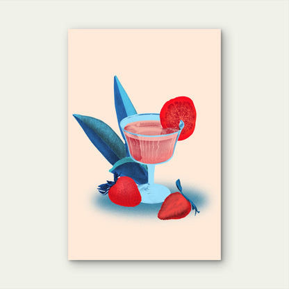 Strawberry Cocktail Drink 40x60cm Metal Print Ready to Hang