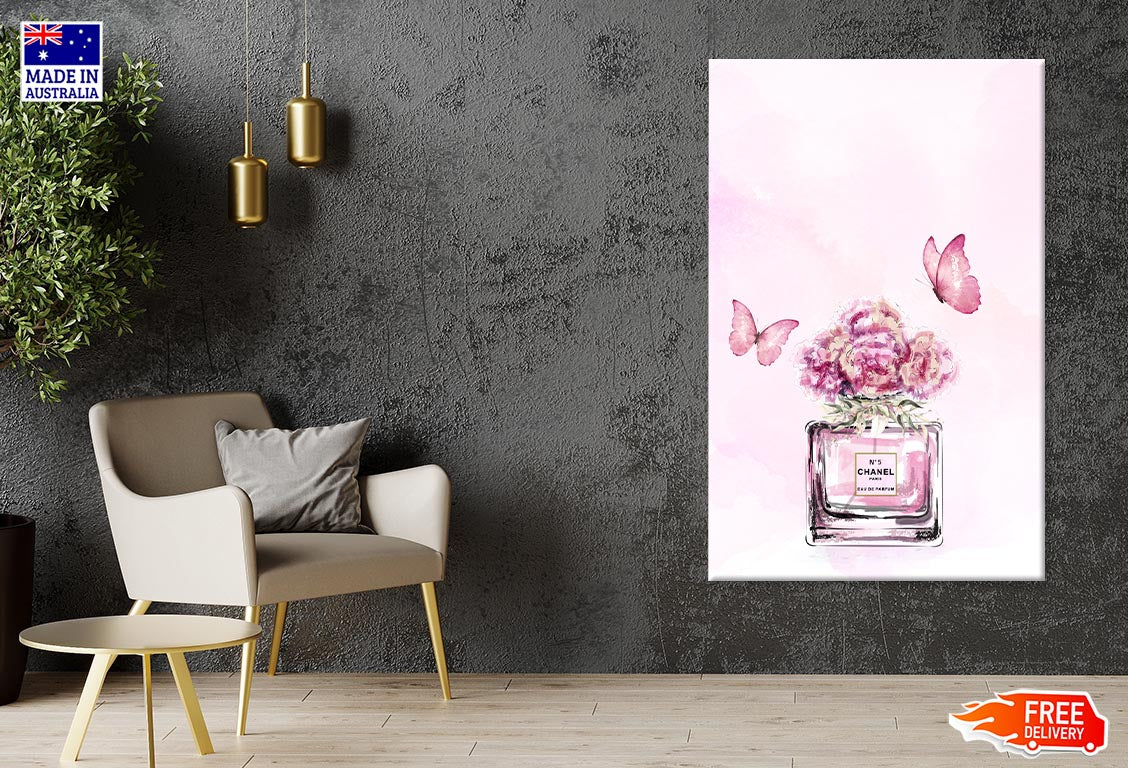 Pink Floral Perfume Butterflies Print 100% Australian Made