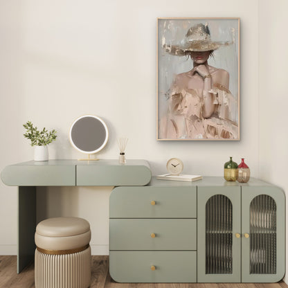 Modern Pastel Toned Painting Abstract Woman wearing Stylish Hat Fashion Home Decor Premium Quality Poster Print Choose Your Sizes