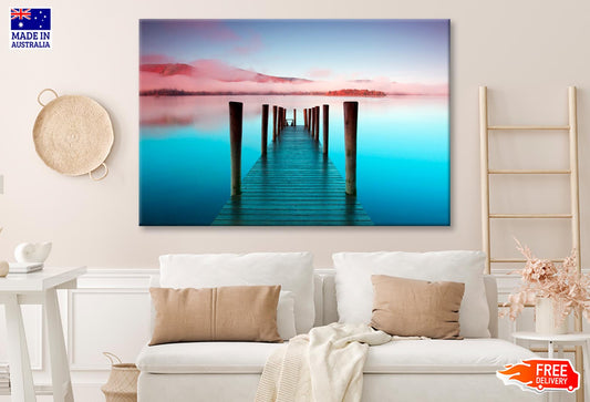 The Pier Is a Landing Stage on The Banks of Derwentwater  Wall Art Decor 100% Australian Made