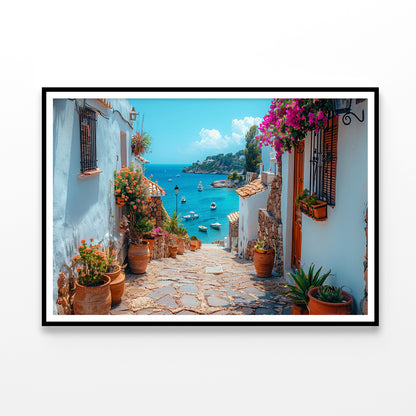 Stone Path with Potted Plants in Spain Home Decor Premium Quality Poster Print Choose Your Sizes