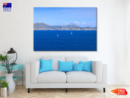 Yacht In Blue Ocean Marseille Print 100% Australian Made