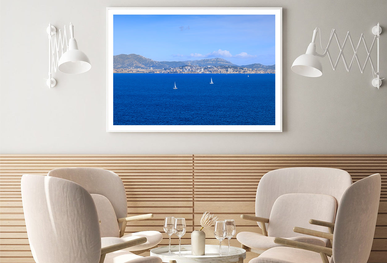 Yacht In Blue Ocean Marseille Home Decor Premium Quality Poster Print Choose Your Sizes