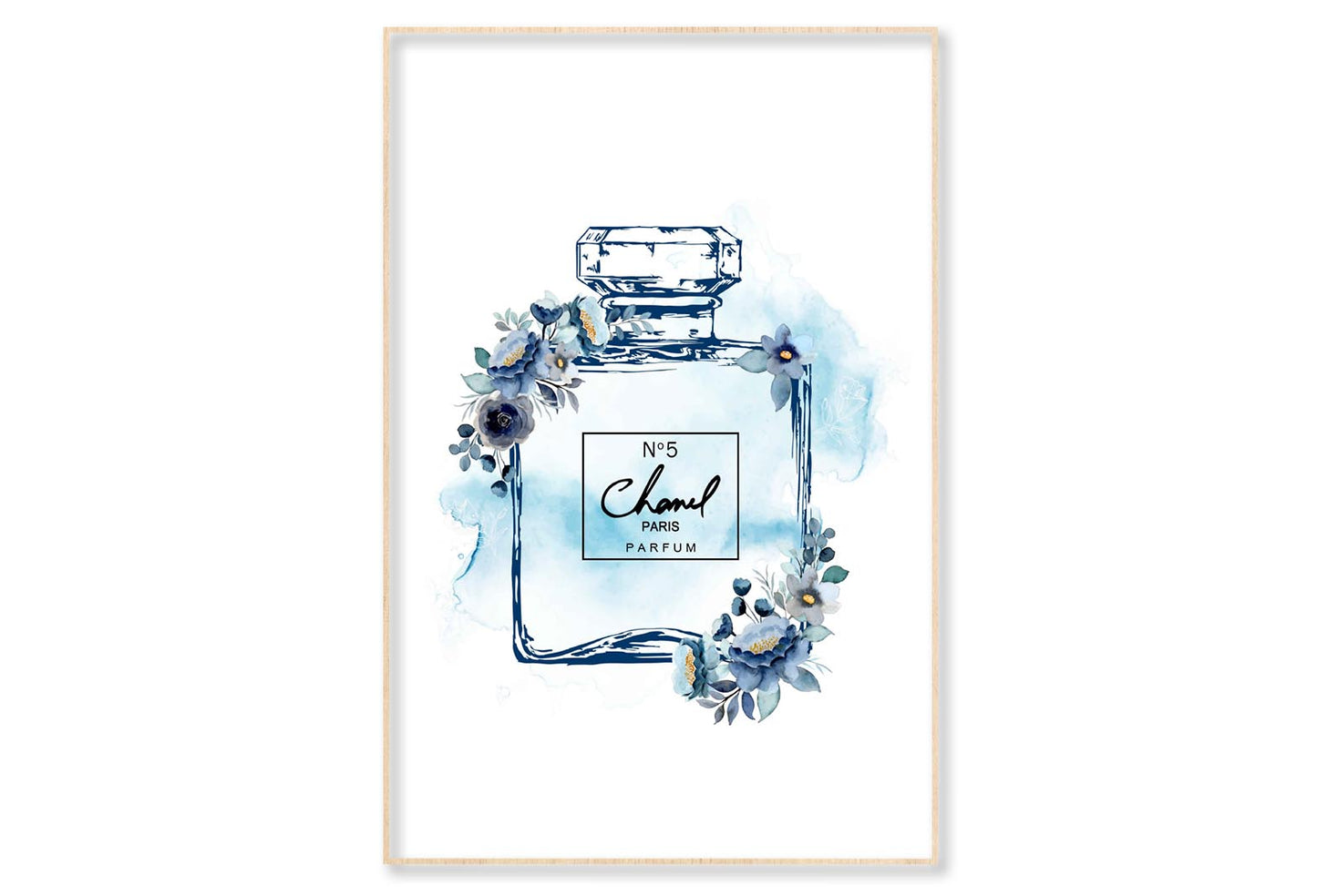 Blue Colored Perfume Wall Art Limited Edition High Quality Print Canvas Box Framed Natural