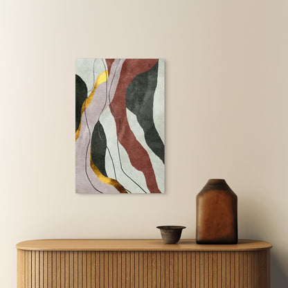 Abstract Flowing Gold Shapes Texture 60x90cm Metal Print Ready to Hang