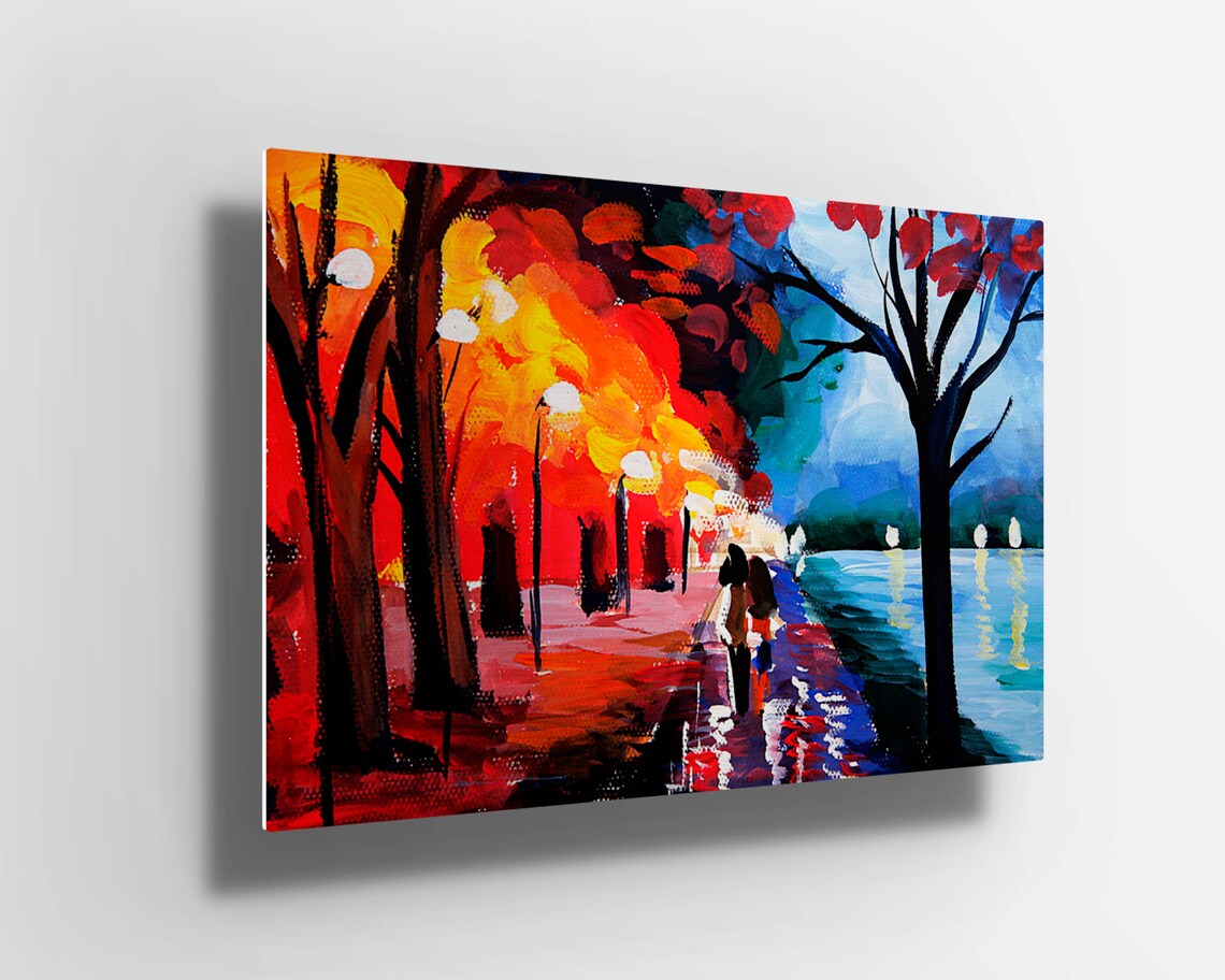 Autumn orange red yellow trees forest Scene UV Direct Aluminum Print Australian Made Quality