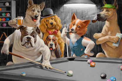 Dogs Playing Pool Decor Premium Quality Poster Print Choose Your Sizes