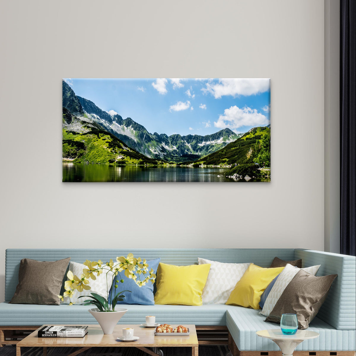 Alpine Mountain Lake Scenic Nature Wall Art Canvas Office Home Framed 120x60cm