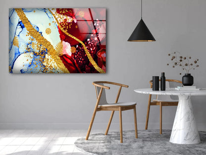 Red Gold Blue Abstract UV Direct Aluminum Print Australian Made Quality