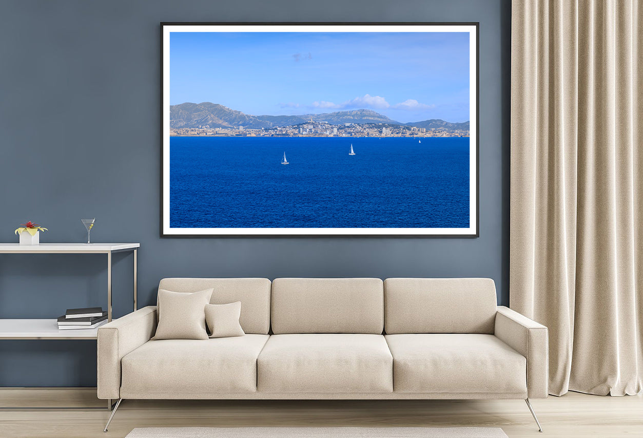 Yacht In Blue Ocean Marseille Home Decor Premium Quality Poster Print Choose Your Sizes