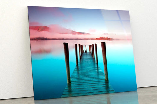 The Pier Is a Landing Stage on The Banks of Derwentwater Acrylic Glass Print Tempered Glass Wall Art 100% Made in Australia Ready to Hang