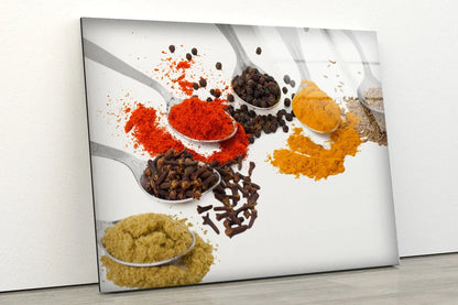 Spices on White Spoons UV Direct Aluminum Print Australian Made Quality