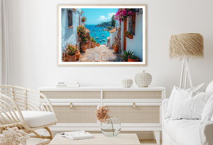 Stone Path with Potted Plants in Spain Home Decor Premium Quality Poster Print Choose Your Sizes