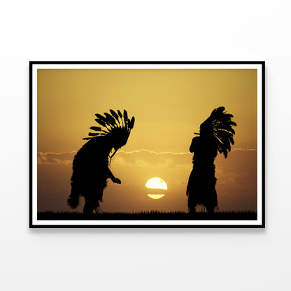 Native American Tribe with Sunset Home Decor Premium Quality Poster Print Choose Your Sizes