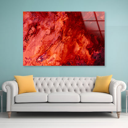 Splash Painting in Shades of Red Acrylic Glass Print Tempered Glass Wall Art 100% Made in Australia Ready to Hang