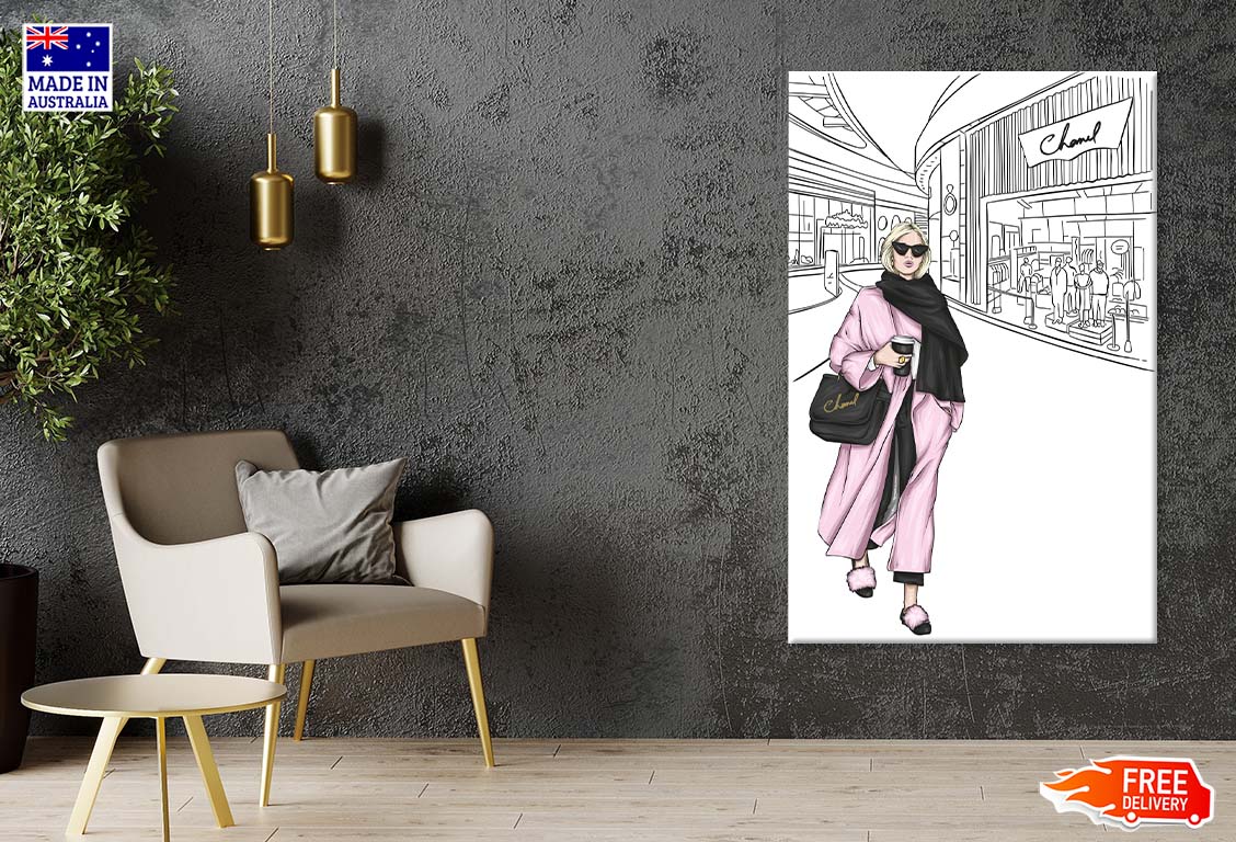 Black and White Fashion Store with Pink Girl Print 100% Australian Made