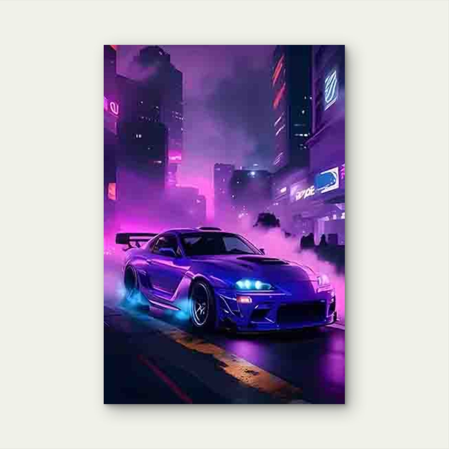 Neon Cyber Style Sports in Urban Nightscape 60x90cm Metal Print Ready to Hang - Bella Home Decor
