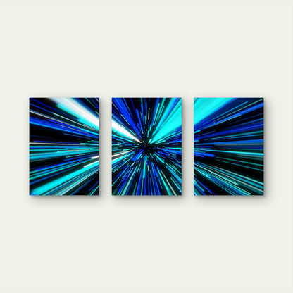 3pcs Abstract With Straight Lines Metal Print Ready to Hang Art