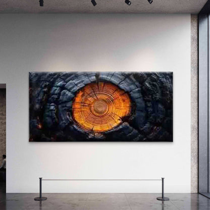 Featuring a Burnt Tree Ring Wall Art Canvas Office Home Room Framed 120x60cm