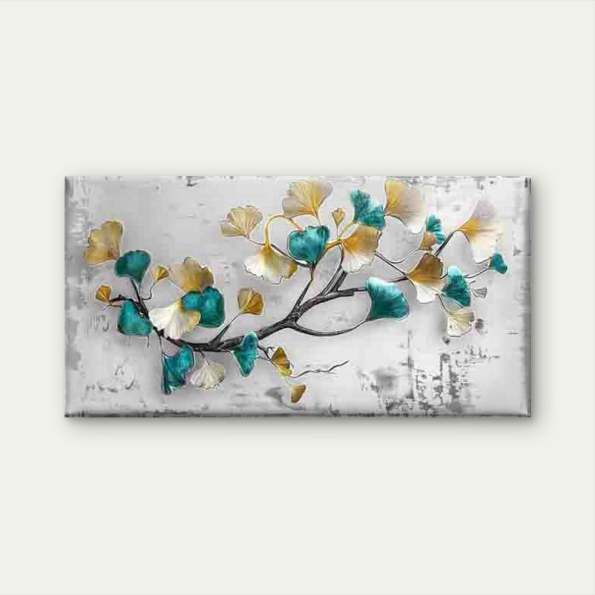 Modern Ginkgo Leaves Wall Art Canvas Office Home Room Framed 120x60cm