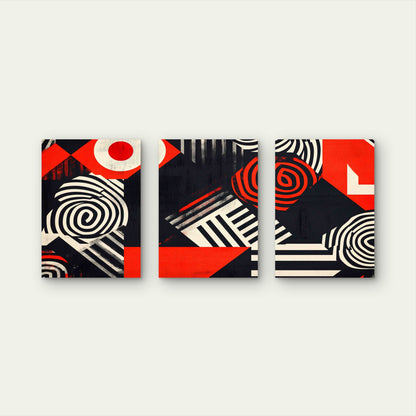 3pcs Bold Abstract Geometric Pattern Metal Print Ready to Hang Art