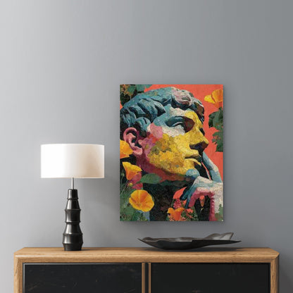 The David Statue And California Poppies 60x90cm Metal Print Ready to Hang
