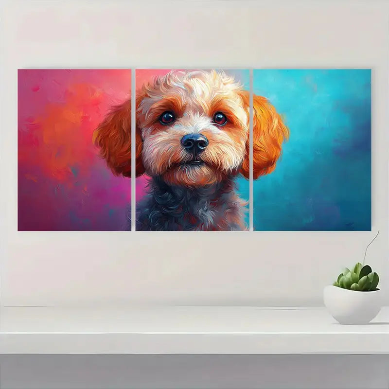 3pcs Abstract Modern Colorful Cockapoo Dog Wall Art Set Canvas Framed 40x60cm - High Quality Print 100% Australian Made Wall Canvas Ready to Hang